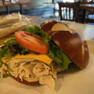 Turkey Burger on Pretzel Roll